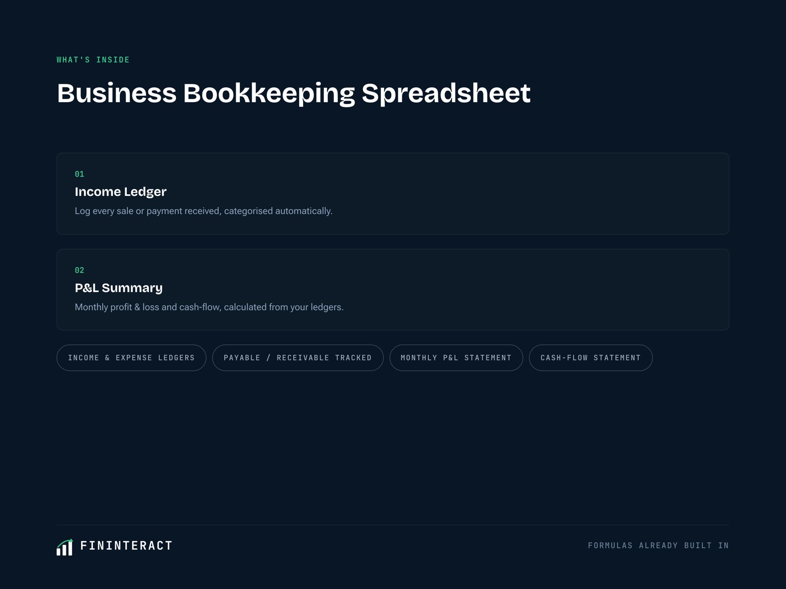 Business Bookkeeping Spreadsheet spreadsheet preview