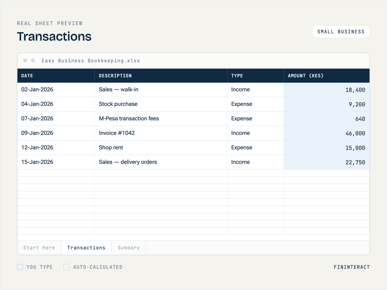 Easy Business Bookkeeping Spreadsheet thumbnail 3