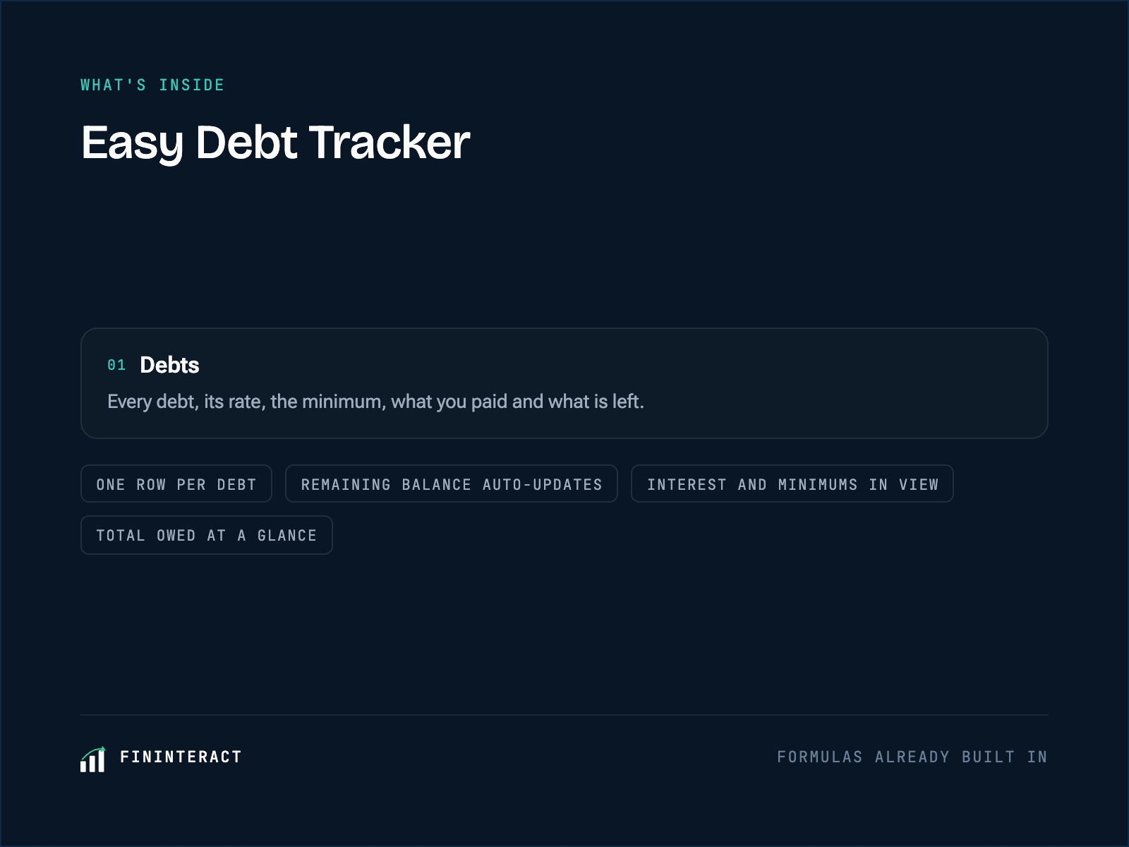 Easy Debt Tracker Spreadsheet preview 1 of 3