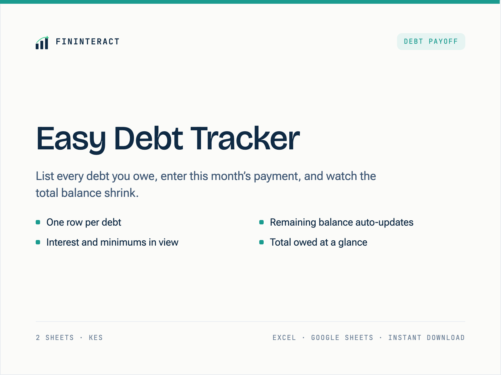 Easy Debt Tracker Spreadsheet thumbnail 2