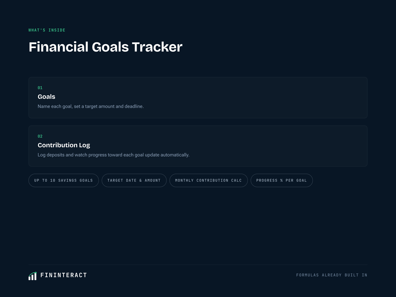 Financial Goals Tracker spreadsheet preview
