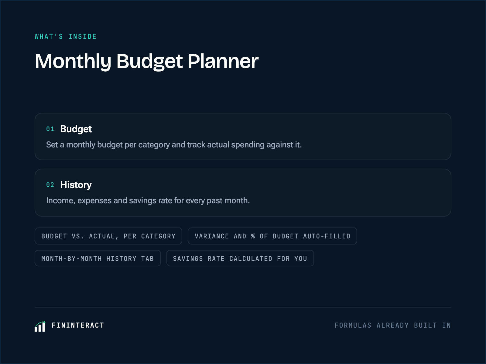 Monthly Budget Planner spreadsheet preview