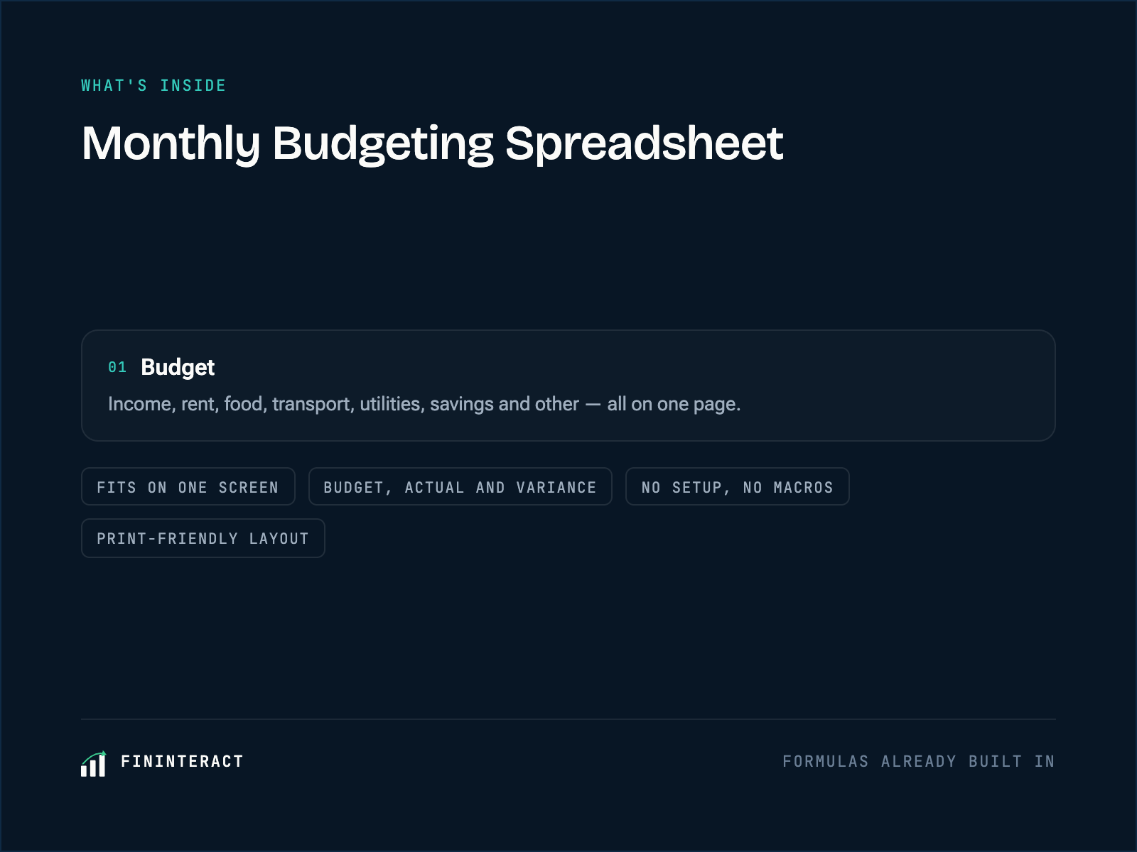 Monthly Budgeting Spreadsheet preview 1 of 3