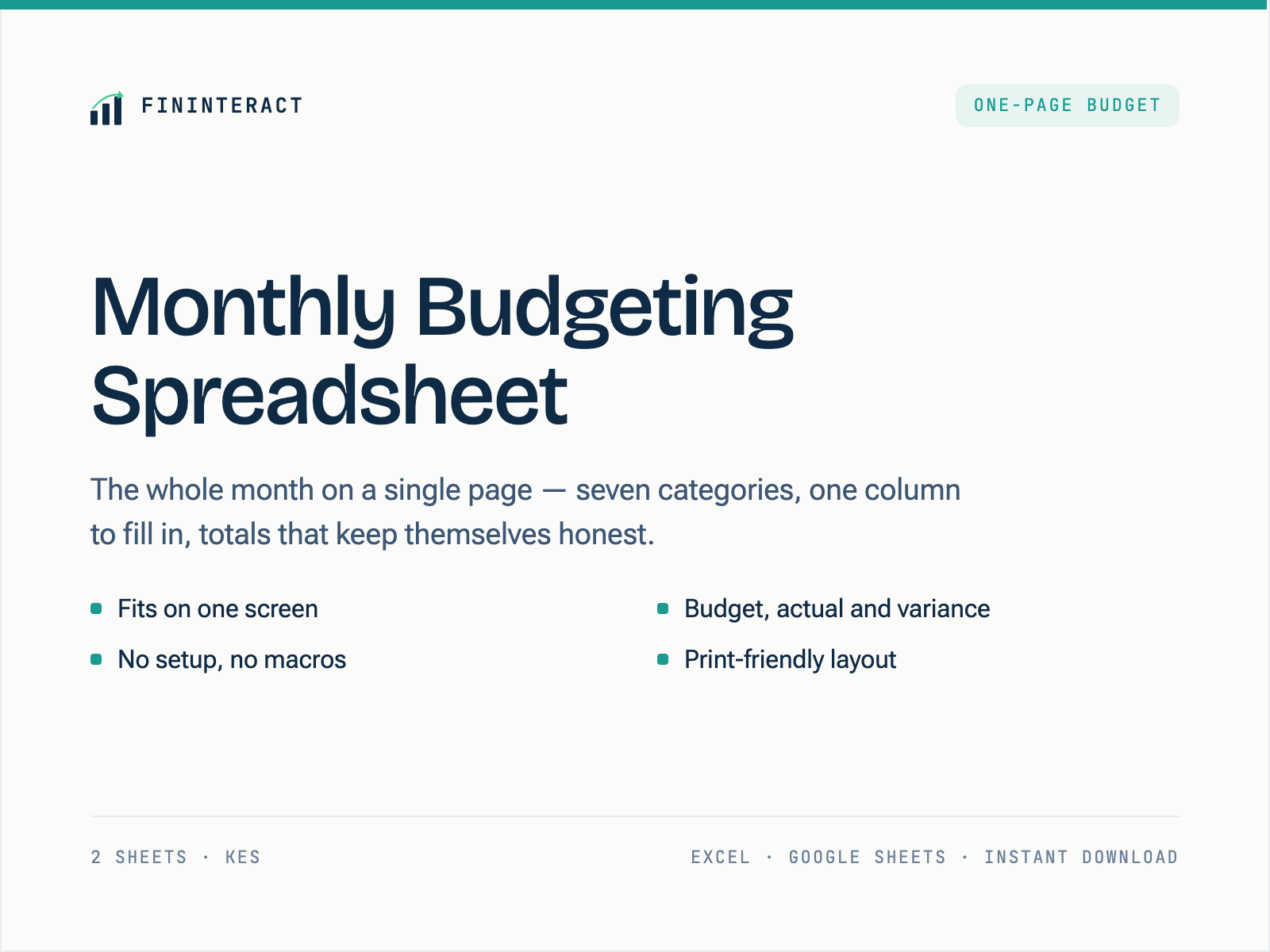 Monthly Budgeting Spreadsheet thumbnail 2