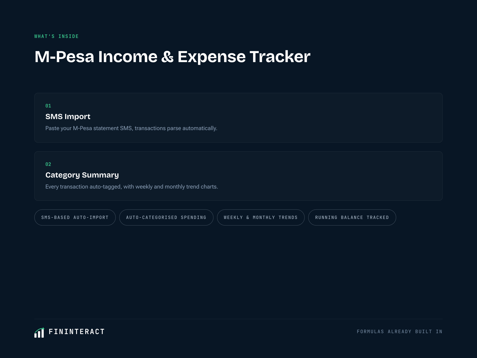 M-Pesa Income & Expense Tracker spreadsheet preview