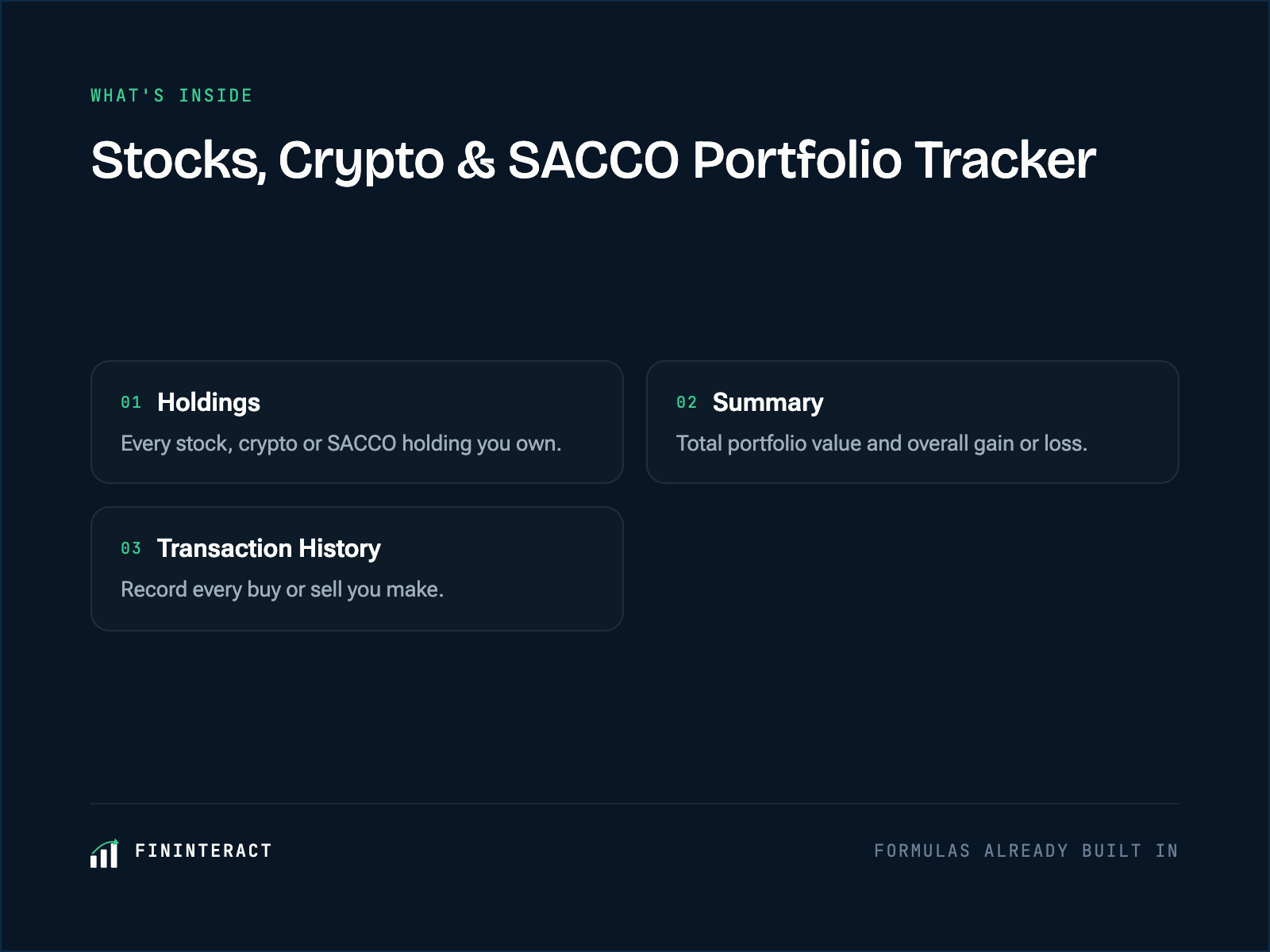 Stocks, Crypto & SACCO Portfolio Tracker preview 1 of 3